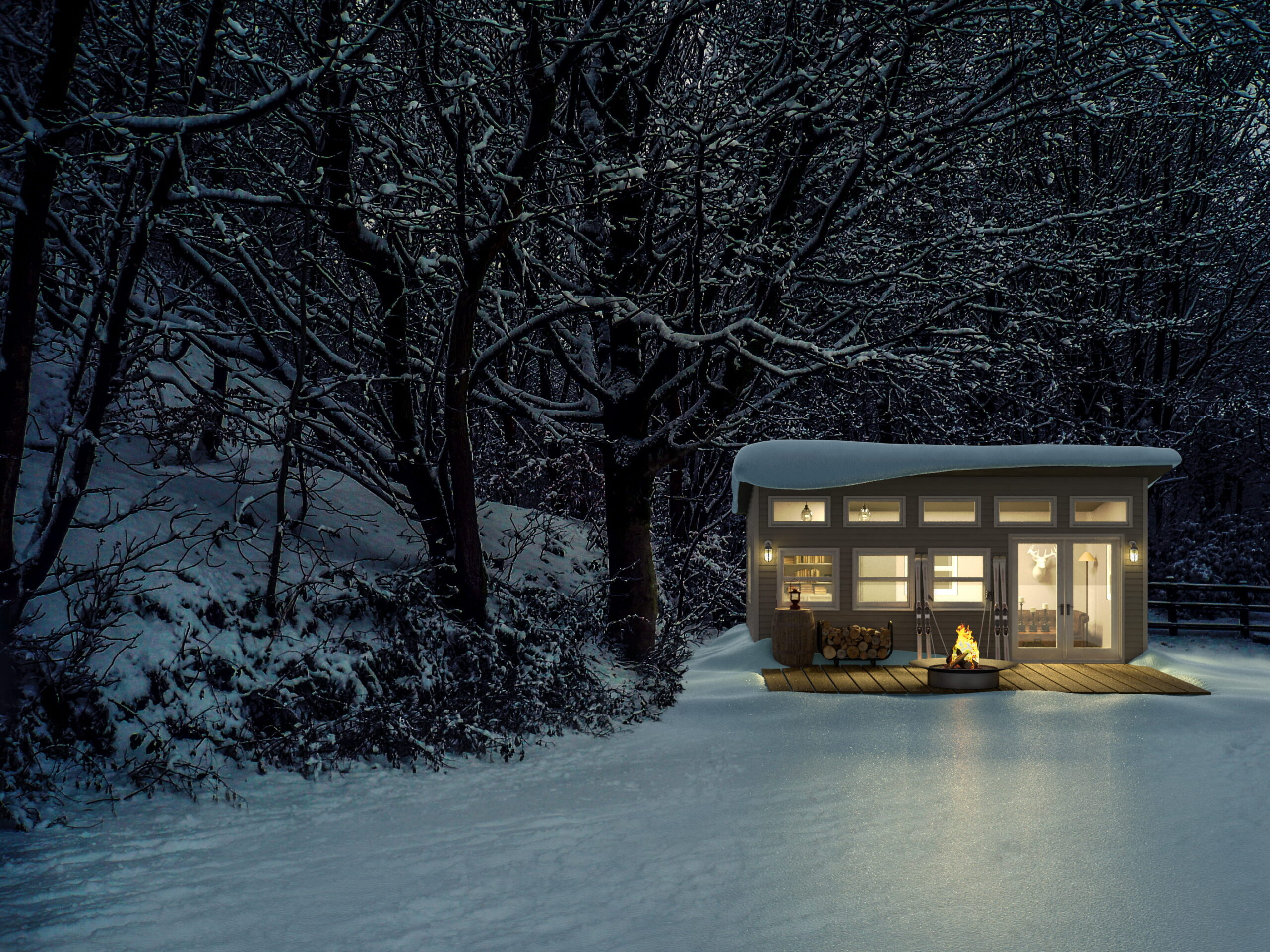 Architecture tiny home in the winter