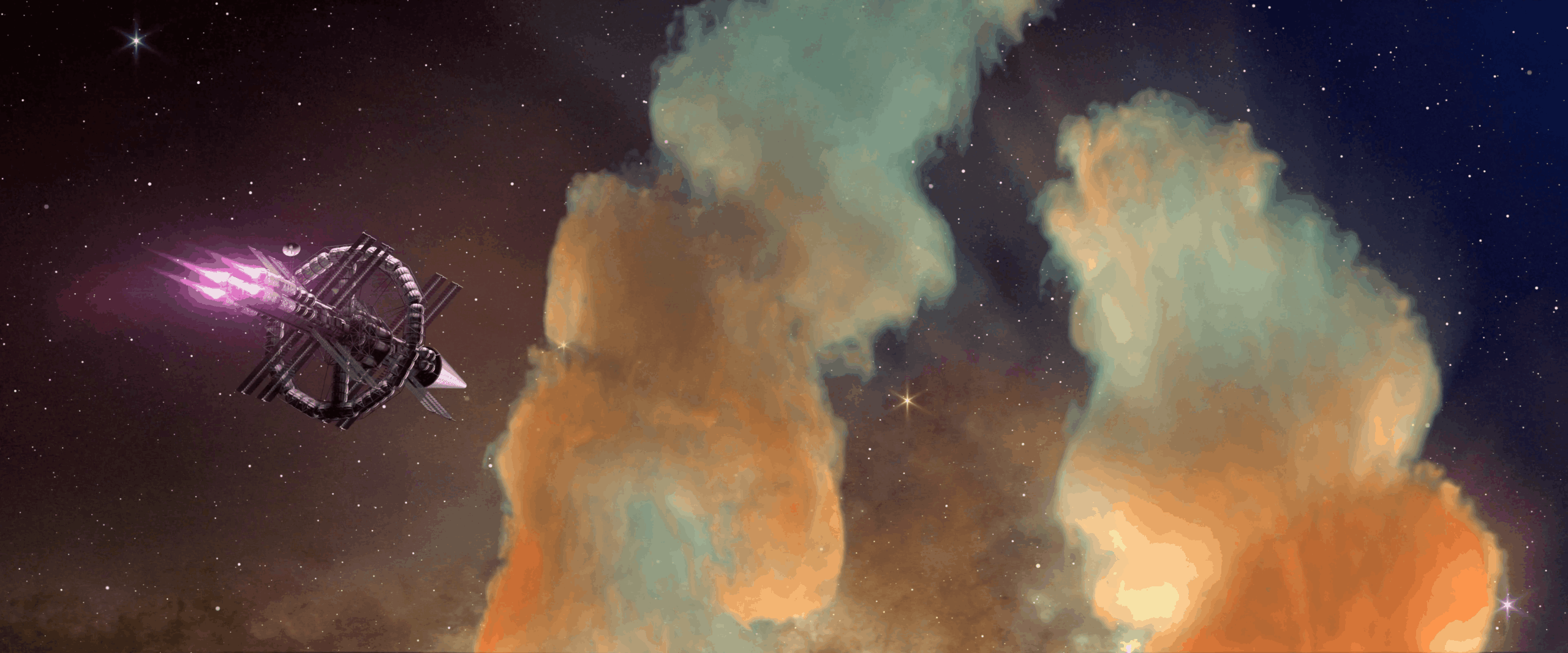 Assorted space vessel and nebulae